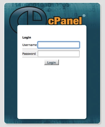 cpanel login screen