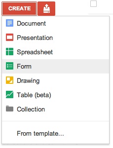 Google Docs: Creating a new survey