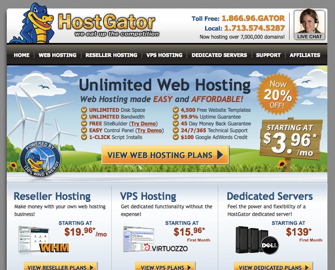 hostgator homepage