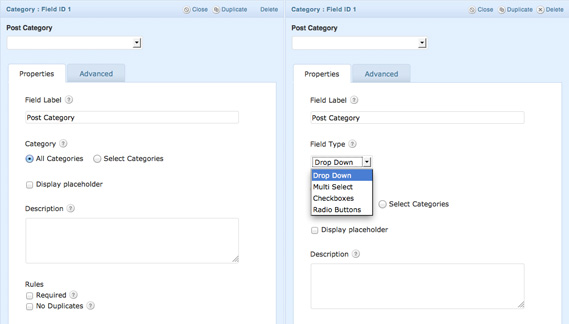 multiselect categories in gravity forms